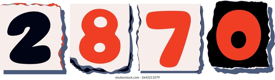 2870 Retro torn paper number Design art