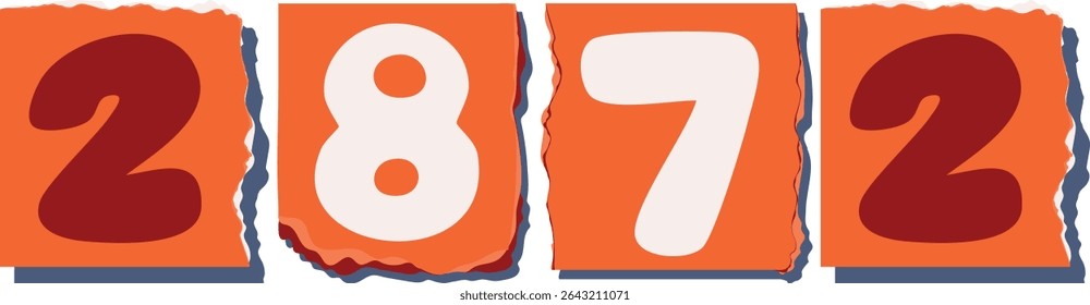 2872 Retro torn paper number Design art