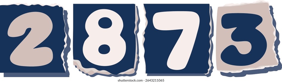 2873 Retro torn paper number Design art