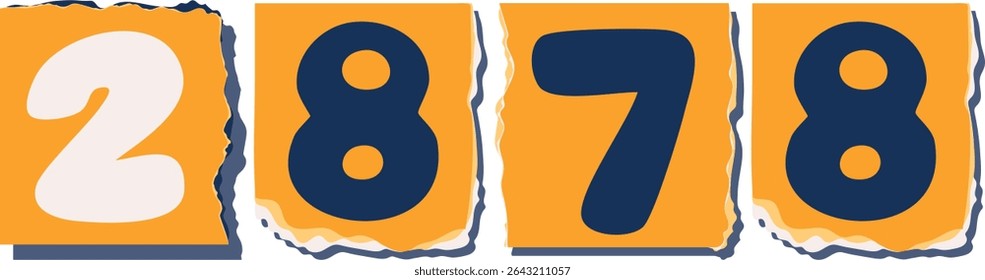 2878 Retro torn paper number Design art