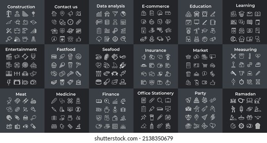 288 plantilla de símbolo de conjunto de iconos para ilustración vectorial de colección de diseño gráfico y web