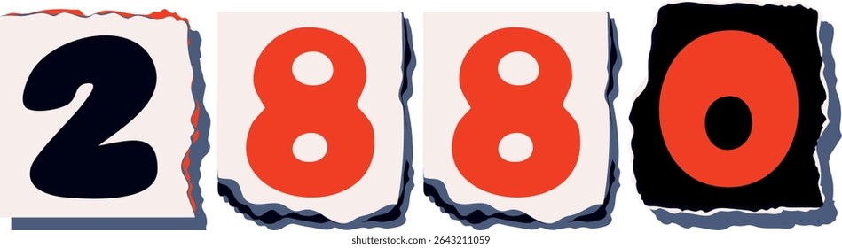 2880 Retro torn paper number Design art