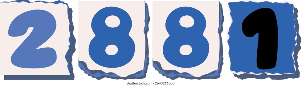 2881 Retro torn paper number Design art