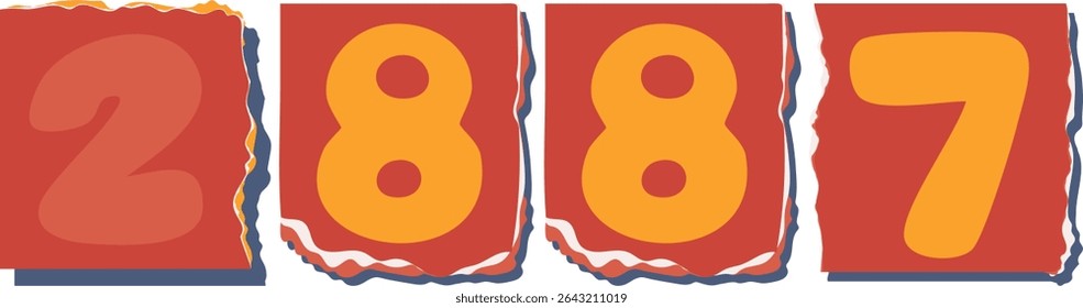 2887 Retro torn paper number Design art