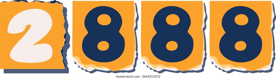 2888 Retro torn paper number Design art