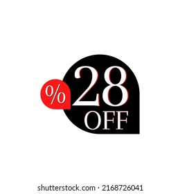 28percent off, black and red balloon design in Vector Illustration 