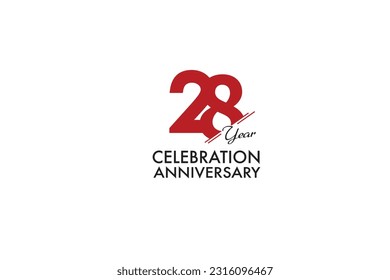 28th, 28 years, 28 year anniversary with red color isolated on white background, vector design for celebration vector