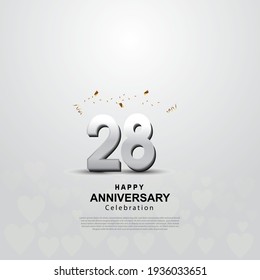 28th anniversary background with 3D number illustration