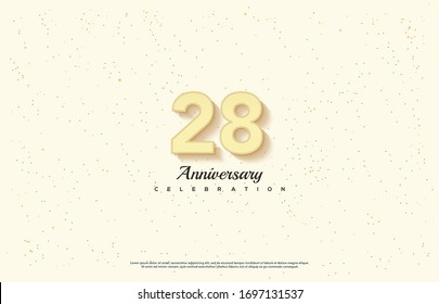 28th anniversary background with an illustration of the orange numbers in front of a white background and the writing below.