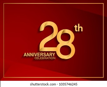 28th anniversary celebration logotype golden color isolated on red color