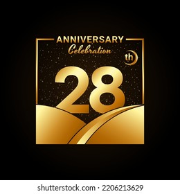 28th anniversary, Anniversary Celebration template design. Logo vector illustration
