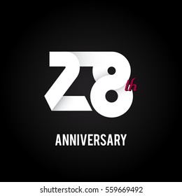 28th Anniversary  Logo Celebration, Flat Design Isolated on Black Background