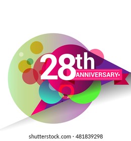 28th Anniversary logo, Colorful geometric background vector design template elements for your birthday celebration.
