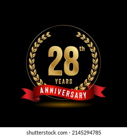 28th Anniversary logotype. Anniversary celebration template design for booklet, leaflet, magazine, brochure poster, banner, web, invitation or greeting card. Vector illustrations.