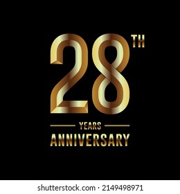 28. Jubiläumslogotype. Jubiläumsfeier-Template-Design mit goldenem Ring für Broschüren, Broschüren, Poster, Banner, Web, Einladung oder Grußkarte. Vektorgrafiken.