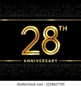 28th Anniversary Logotype. Golden Anniversary template design for celebration event, invitation card, greeting card, flyer, banner, poster, double line logo, vector illustration