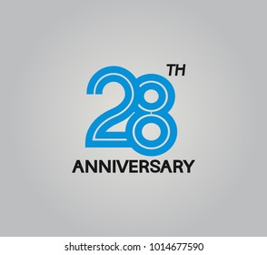 28th anniversary logotype with multiple line style blue color isolated on white background for celebration
