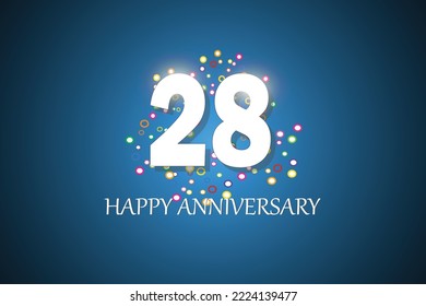 28th Anniversary On Blue Background