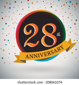 28th Anniversary poster / template design in retro style - Vector Background