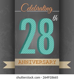 28th Anniversary poster / template design in retro style - Vector Background
