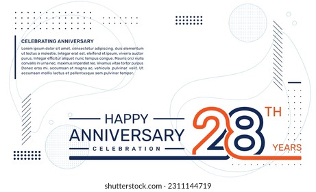 28th anniversary template design with abstract background, vector template