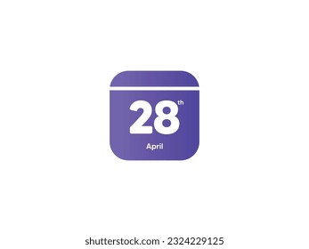 28th April calendar date month icon with gradient color, flat design style vector illustration