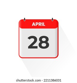 28th April calendar icon. April 28 calendar Date Month icon vector illustrator