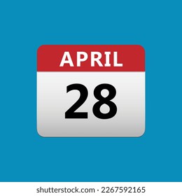 28th April calendar icon. April 28 calendar Date Month icon vector illustrator