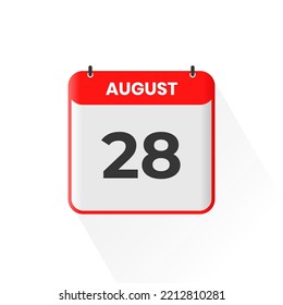 icono del calendario 28 de agosto. 28 de agosto calendario Fecha Mes Icono Ilustrador vectorial