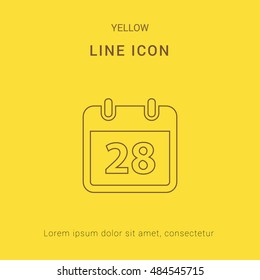28th Calendar Cute yellow thin line icon / logo Design