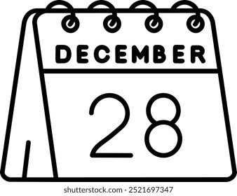 28 de Diciembre Línea Vector Icon Design