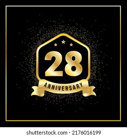 28th gold anniversary vector template