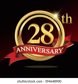 28th golden anniversary logo. with ring and ribbon.
