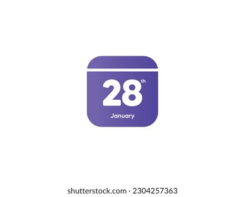28th January calendar date month icon with gradient color, flat design style vector illustration