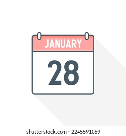 28th January calendar icon. January 28 calendar Date Month icon vector illustrator