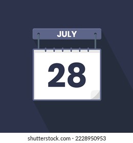 28th July calendar icon. July 28 calendar Date Month icon vector illustrator