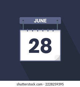 28th June calendar icon. June 28 calendar Date Month icon vector illustrator