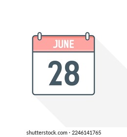 28th June calendar icon. June 28 calendar Date Month icon vector illustrator