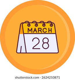 28th of March Line vector Icon Design