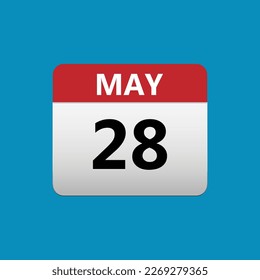 28th May calendar icon. May 28 calendar Date Month icon. Vector illustration
