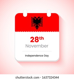 28th November, Independence day of Albania. Classic country independence day calendar concept vector illustration.