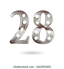 28th silver anniversary logo, ten years birthday celebration solated on white background