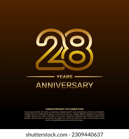 28th year anniversary design template in gold color. vector template illustration