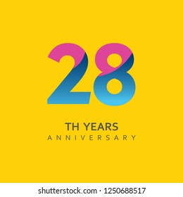 28th Year Anniversary Vector Template Design Illustration.