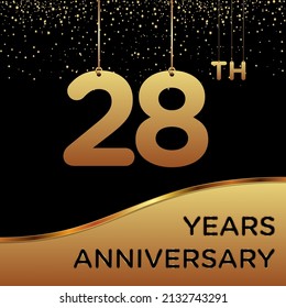 28th years anniversary, vector design for anniversary celebration with gold color on black background, simple and luxury design. logo vector template