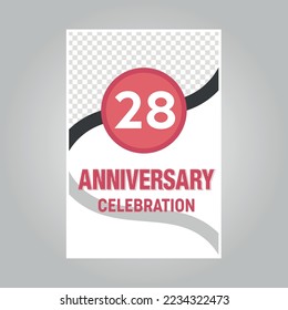 
28th years anniversary vector invitation card.Template of invitational for print on gray background
