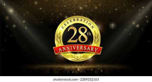 28th years celebration anniversary logo vector isolated on black background