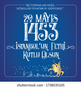 29 Mayıs 1453 istanbul'un Fethi Kutlu Olsun, Tebrik Kartı Translation: 29 may Day is Happy Conquest of Istanbul. Turkish holiday greeting card. 