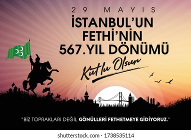 29 Mayıs 1453 istanbul'un Fethi Kutlu Olsun, Tebrik Kartı Translation: 29 may Day is Happy Conquest of Istanbul. Turkish holiday greeting card. 