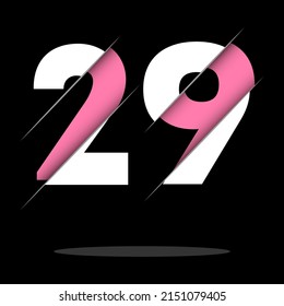 29 2 9 Diseño de logotipo numérico con corte creativo y fondo de círculo negro. Diseño de logotipo creativo.